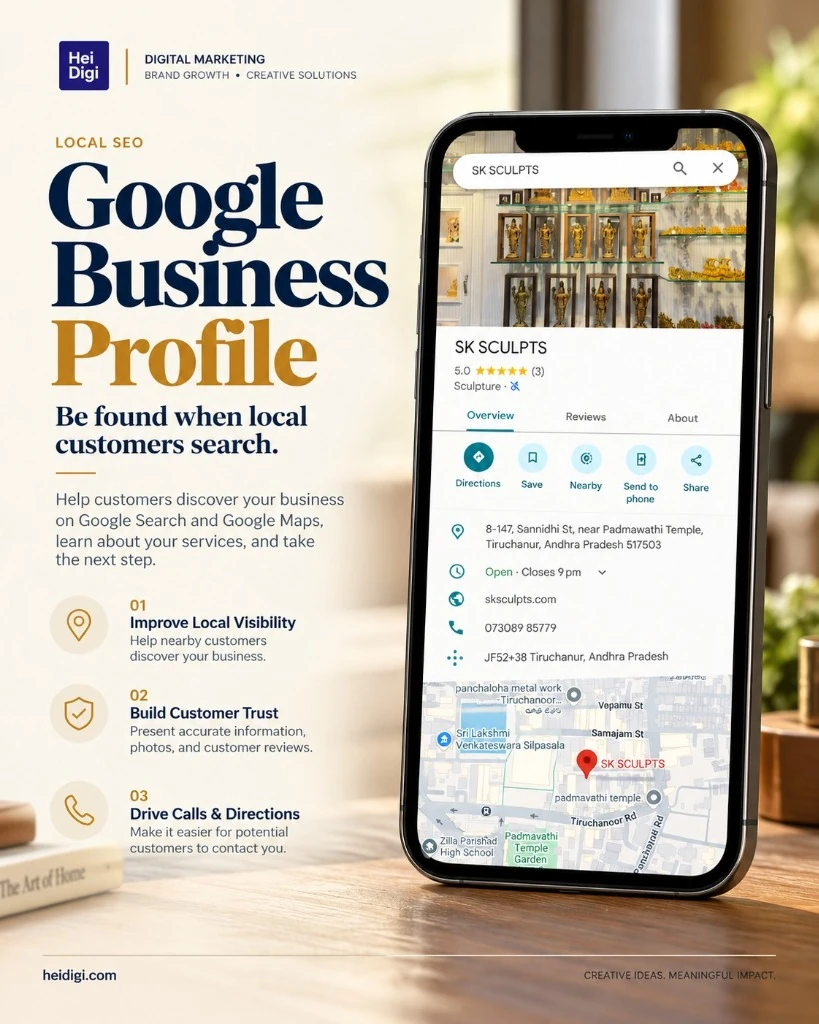 Google Business Profile and Local SEO creative featuring SK Sculpts